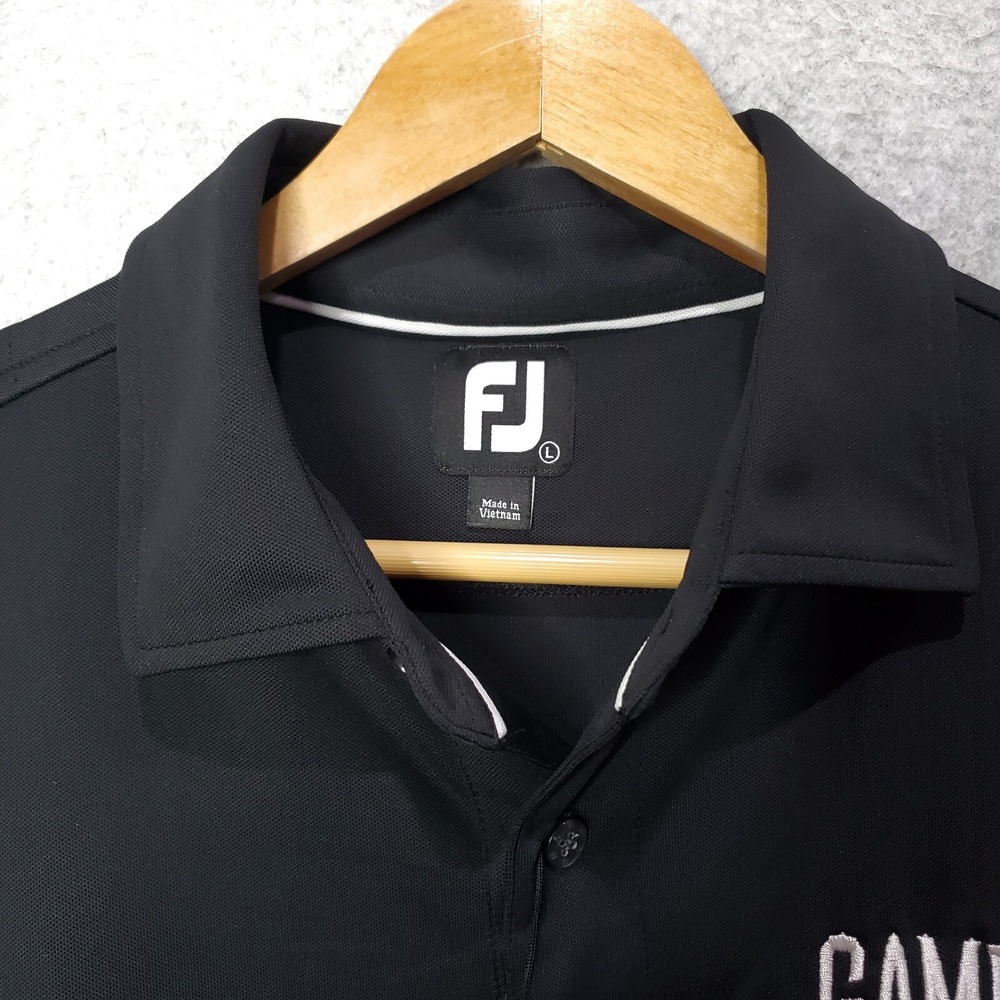 FootJoy FJ Golf Polo Shirt Size Large L Black Performance Stretch W/ Chest Logo - Picture 3 of 12